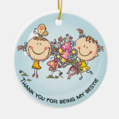 友最高の人写真ギフト可愛いクリスマスの装飾 セラミックオーナメント (正面)