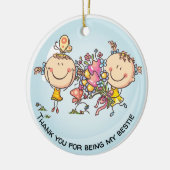 友最高の人写真ギフト可愛いクリスマスの装飾 セラミックオーナメント (左)