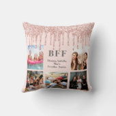 友最高の人写真コラージュバラ金ゴールドグリッターピンク クッション (裏面)
