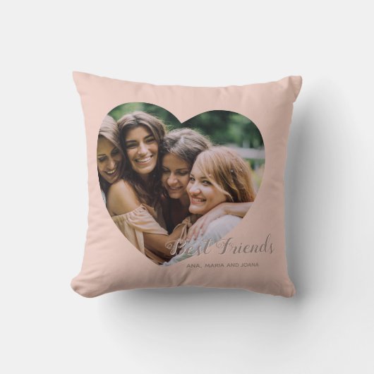 友最高の人写真ハートかわいい友情ブルーピンク クッション (正面)