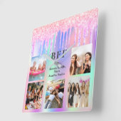 友最高の人写真ピンク紫のグリッタードリップス写真 スクエア壁時計 (傾斜)