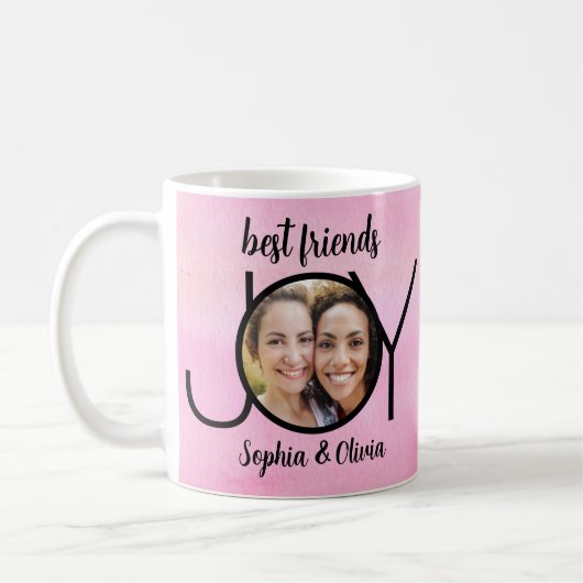 友最高の人写真ピンク コーヒーマグカップ (左)