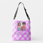 友最高の人写真ホットピンクプレイド クロスボディバッグ (裏面)