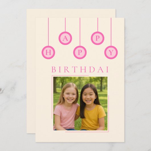 友最高の人写真誕生日グリーティングカード 招待状 (正面/裏面)