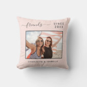 友最高の人写真赤面ピンクのローズ金ゴールド名の年 クッション (正面)