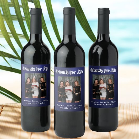 友最高の人写真青い白いスクリプト ワインラベル