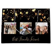 友最高の人写真黒金ゴールド星glam birthday ラージペーパーバッグ (正面)