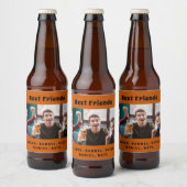 友最高の人男性パーティー写真おもしろいオレンジ ビールラベル (ボトル)