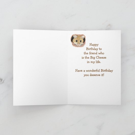 友最高の人誕生日可愛いピーキングマウスおもしろい カード (内部)