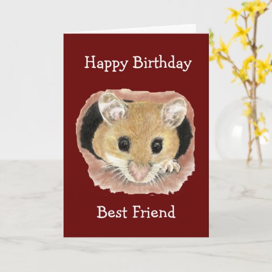 友最高の人誕生日可愛いピーキングマウスおもしろい カード (黄色い花)