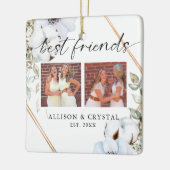 友最高の人2写真コラージュBohoフローラクリスマス セラミックオーナメント (左)
