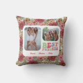 友最高の人2枚の写真Groovy Flowers クッション (正面)