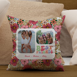 友最高の人2枚の写真Groovy Flowers クッション