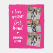 友最高の人3写真トレンディーホットピンク友情 フリースブランケット (正面)