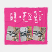 友最高の人3写真トレンディーホットピンク友情 フリースブランケット (正面(横))