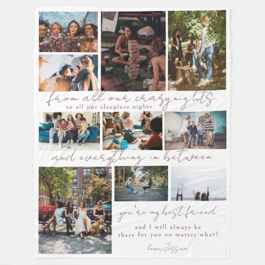 友最高の人 |母性10枚の写真と引用文 フリースブランケット (正面)