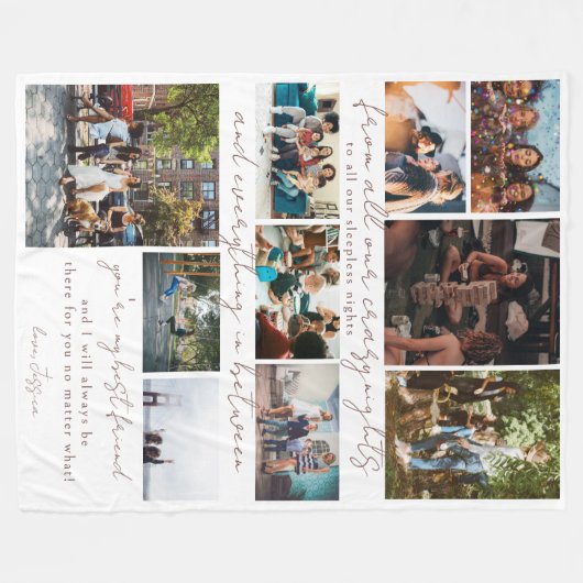 友最高の人 |母性10枚の写真と引用文 フリースブランケット (正面(横))