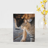 友最高の人 – 猫とドイツの羊飼いカード カード (黄色い花)