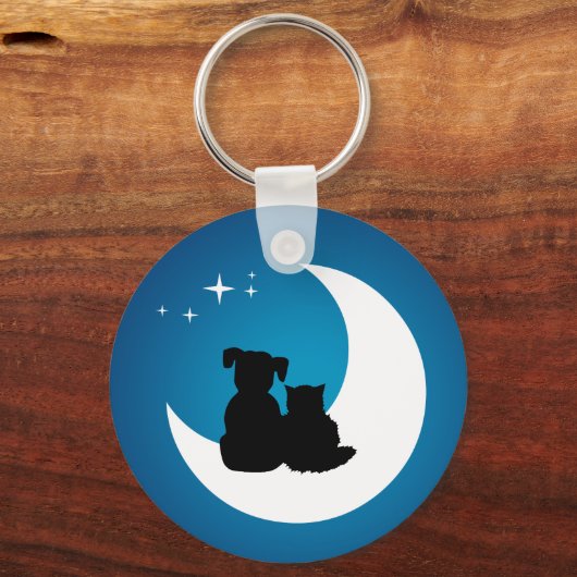 友最高の人 – 猫と犬のキーチェーン キーホルダー (正面)