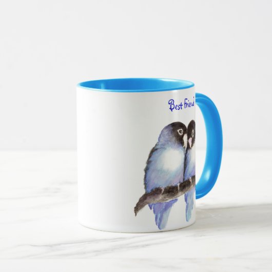 友最高の人、青い愛の鳥、自然マグカップ マグカップ (正面右)