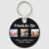 友最高の人BFF写真名白黒 キーホルダー (正面)
