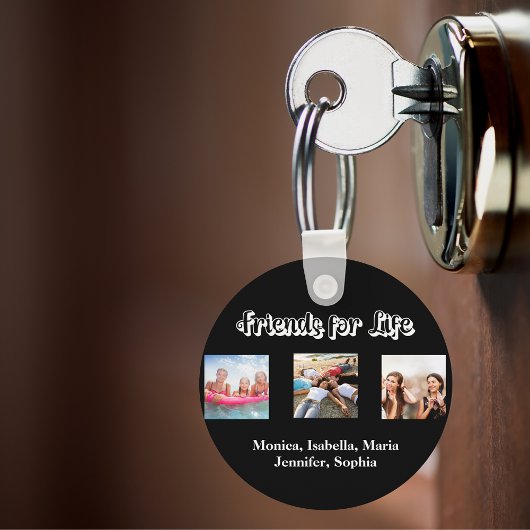 友最高の人BFF写真名白黒 キーホルダー