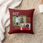 友最高の人BFF | 2フォトメモリ | Burgundy クッション (ブランケット)