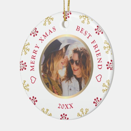 友最高の友フォトスノーフレークスベリーのクリスマス セラミックオーナメント (左)