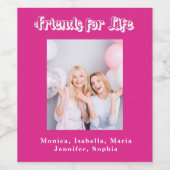 友最高の友ホットピンク写真名パーティー ワインラベル (シングルラベル)