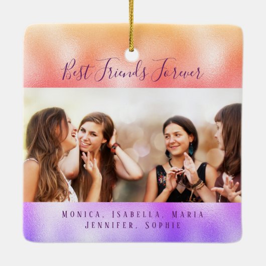 友最高の紫色の金ゴールドの写真名 セラミックオーナメント (裏面)