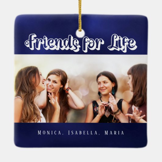 友最高の達の青い写真名 セラミックオーナメント (裏面)