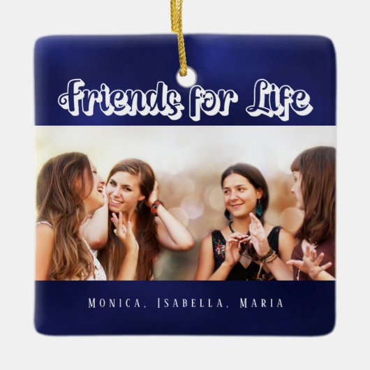 友最高の達の青い写真名 セラミックオーナメント (正面)