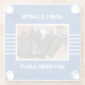 友最高の達は常に馬の写真深い青 ガラスコースター (裏面)