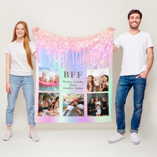 友最高の達ピンク紫グリッター写真ホログラフィック フリースブランケット (インサイチュ)