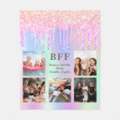 友最高の達ピンク紫グリッター写真ホログラフィック フリースブランケット (正面)