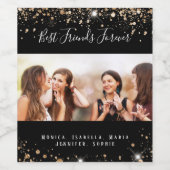 友最高の達photo black金ゴールドグリッターダスト ワインラベル (シングルラベル)