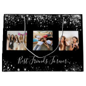 友最高の達photo black silverグリッター誕生日 ラージペーパーバッグ (正面)