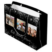 友最高の達photo black silverグリッター誕生日 ラージペーパーバッグ (裏面アングル)