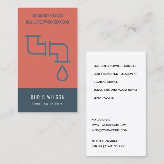 友東赤海軍配管工 名刺 (正面/裏面)