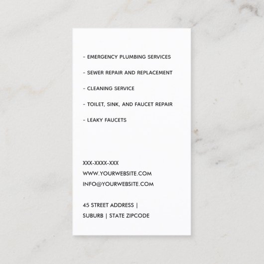 友東赤海軍配管工 名刺 (裏面)