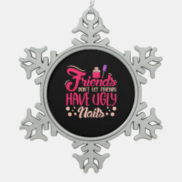 友素晴らし人は醜い爪、 ネイル スノーフレークピューターオーナメント