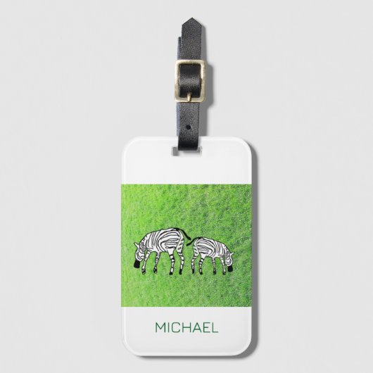 友素晴らし人、かわいいハッピーシマウマ ラゲッジタグ (正面縦)