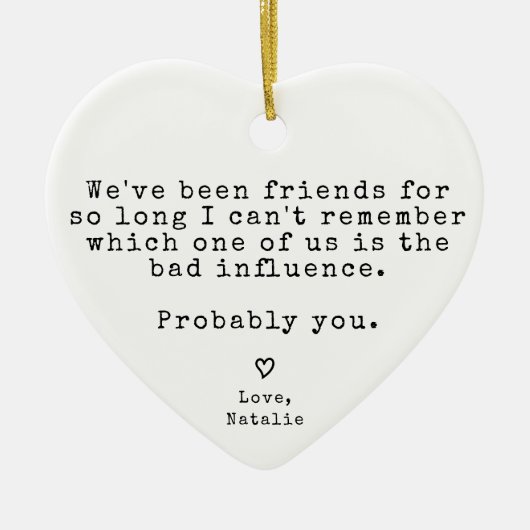 友達おもしろいのクリスマス最高ののギフ笑わされるト セラミックオーナメント (正面)