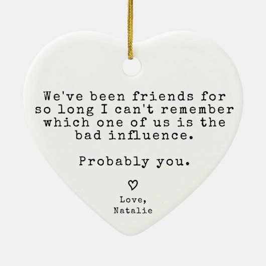 友達おもしろいのクリスマス最高ののギフ笑わされるト セラミックオーナメント (裏面)