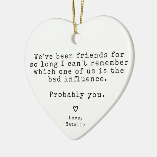 友達おもしろいのクリスマス最高ののギフ笑わされるト セラミックオーナメント (左)