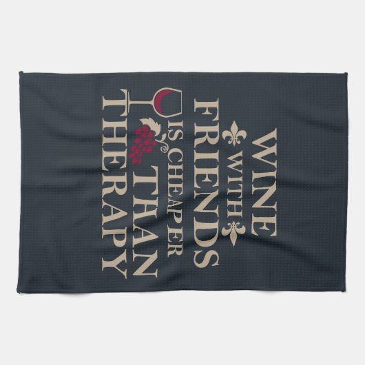 友達おもしろいの生徒のためのワイン引用文 キッチンタオル (横)