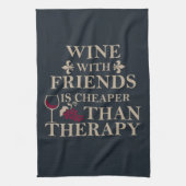 友達おもしろいの生徒のためのワイン引用文 キッチンタオル (縦)
