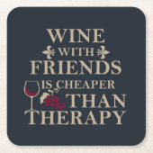 友達おもしろいの生徒のためのワイン引用文 スクエアペーパーコースター (正面)