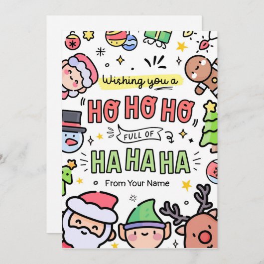 友達おもしろい用クリスマスカードホリデーカード シーズンカード (正面/裏面)