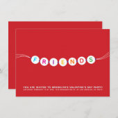 友達かわいい友情ブレスレット赤バレンタイン 招待状 (正面/裏面)